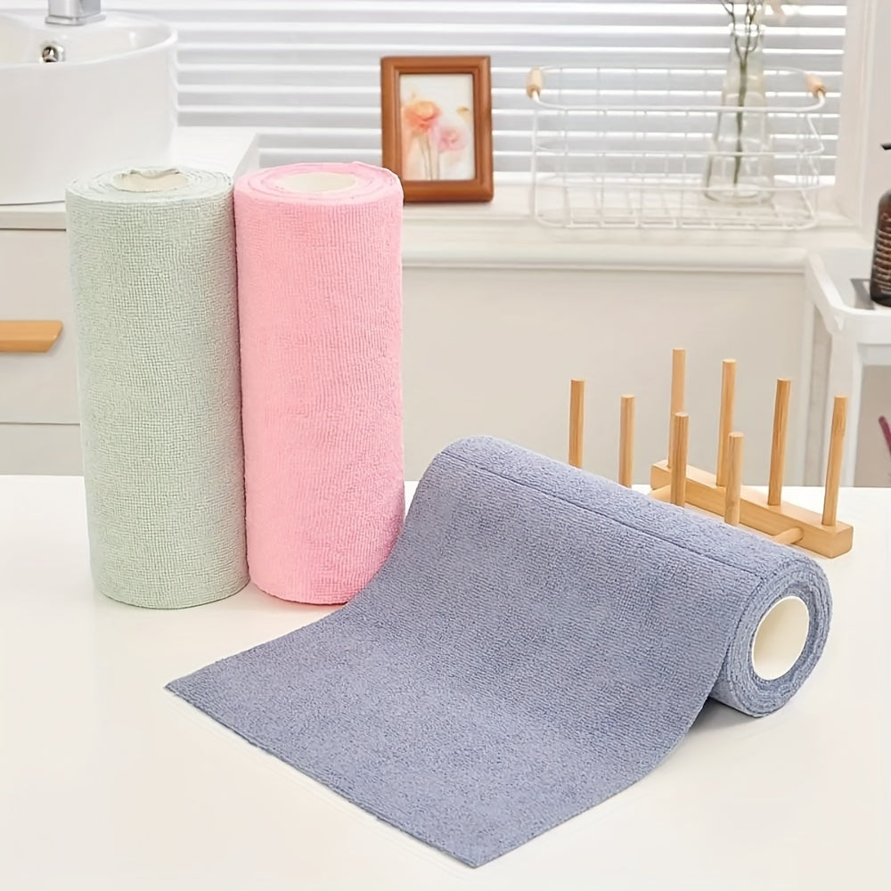 Soft and Durable Microfiber Cleaning Cloths - 20 Sheets/Roll,1 Reusable and Washable Kitchen Towels, Ideal for Cleaning Dishes and Household Chores, Dish Towels