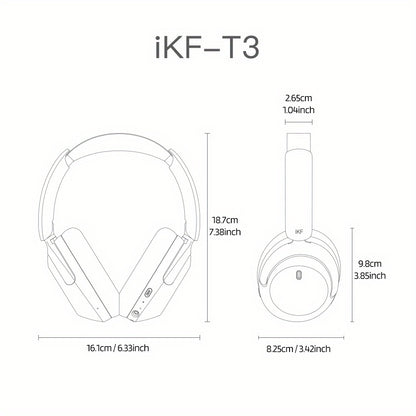 iKF-T3 wireless headphones feature active noise cancellation, waterproof design, app control, and a long-lasting battery for adults.