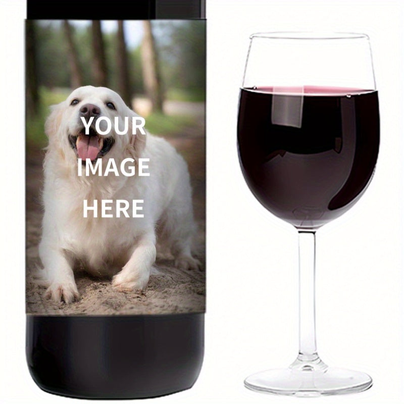 Personalized waterproof photo wine bottle labels for gifts, 8 stickers, ideal for customization, 10x12.7cm.