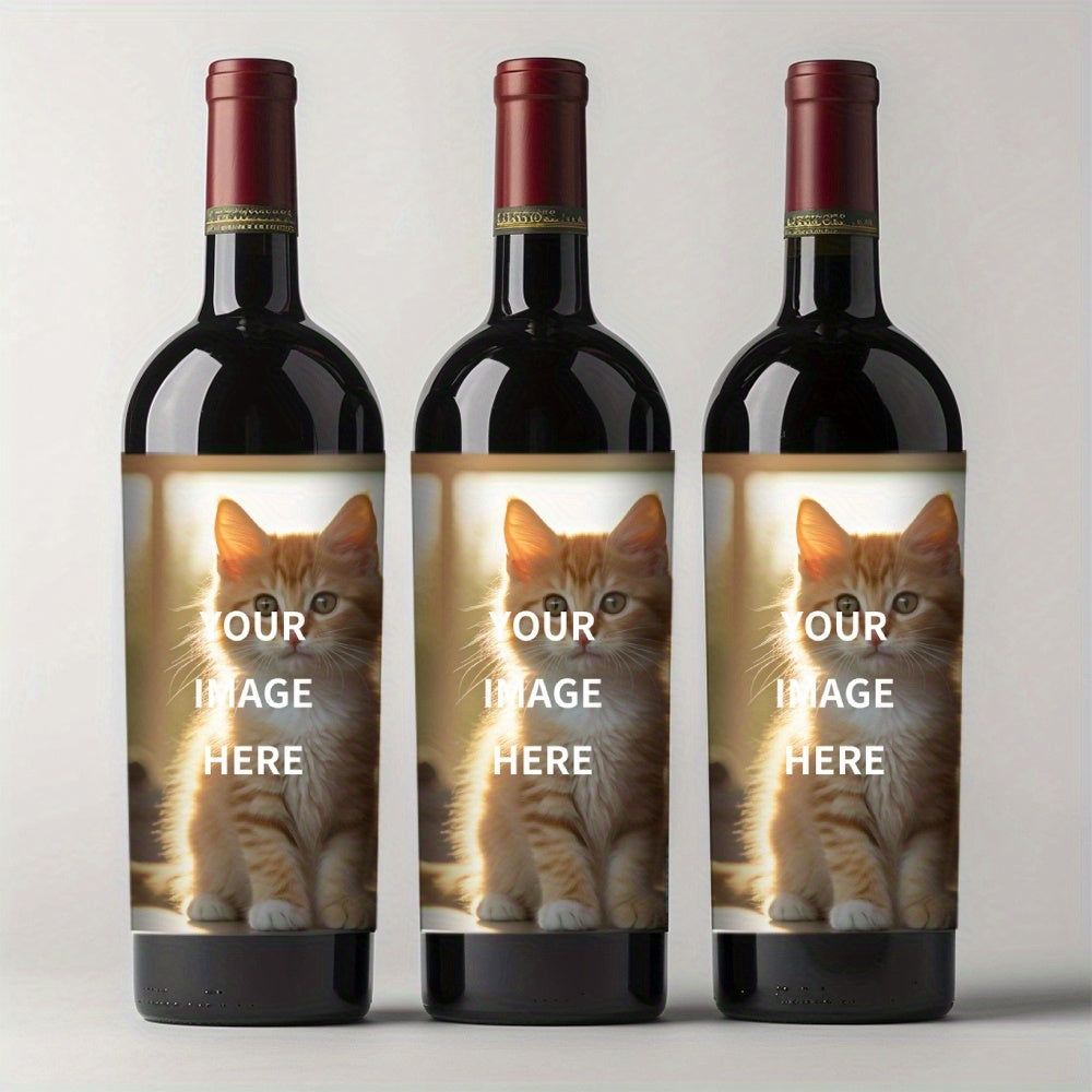 Personalized photo wine labels for gifts, waterproof and sun-resistant. Ideal for wine lovers.