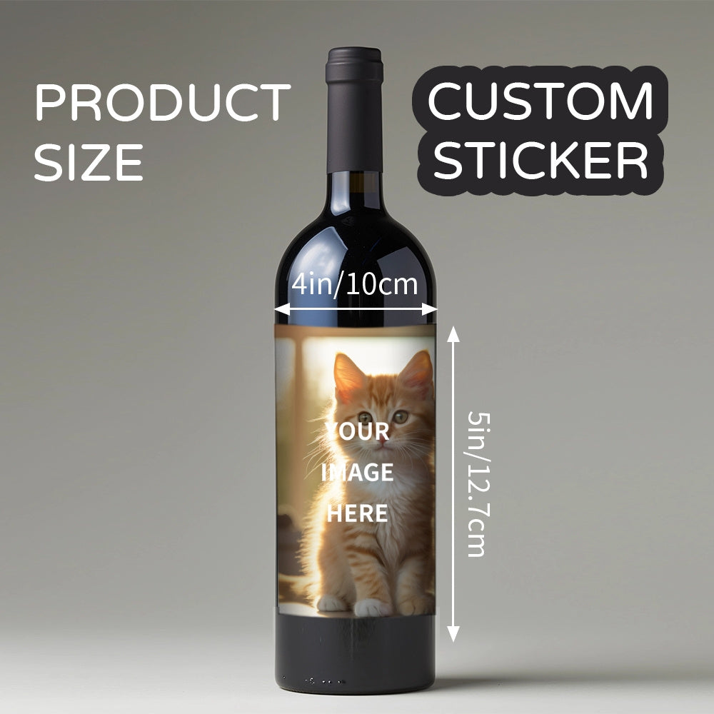 Personalized photo wine labels for gifts, waterproof and sun-resistant. Ideal for wine lovers.