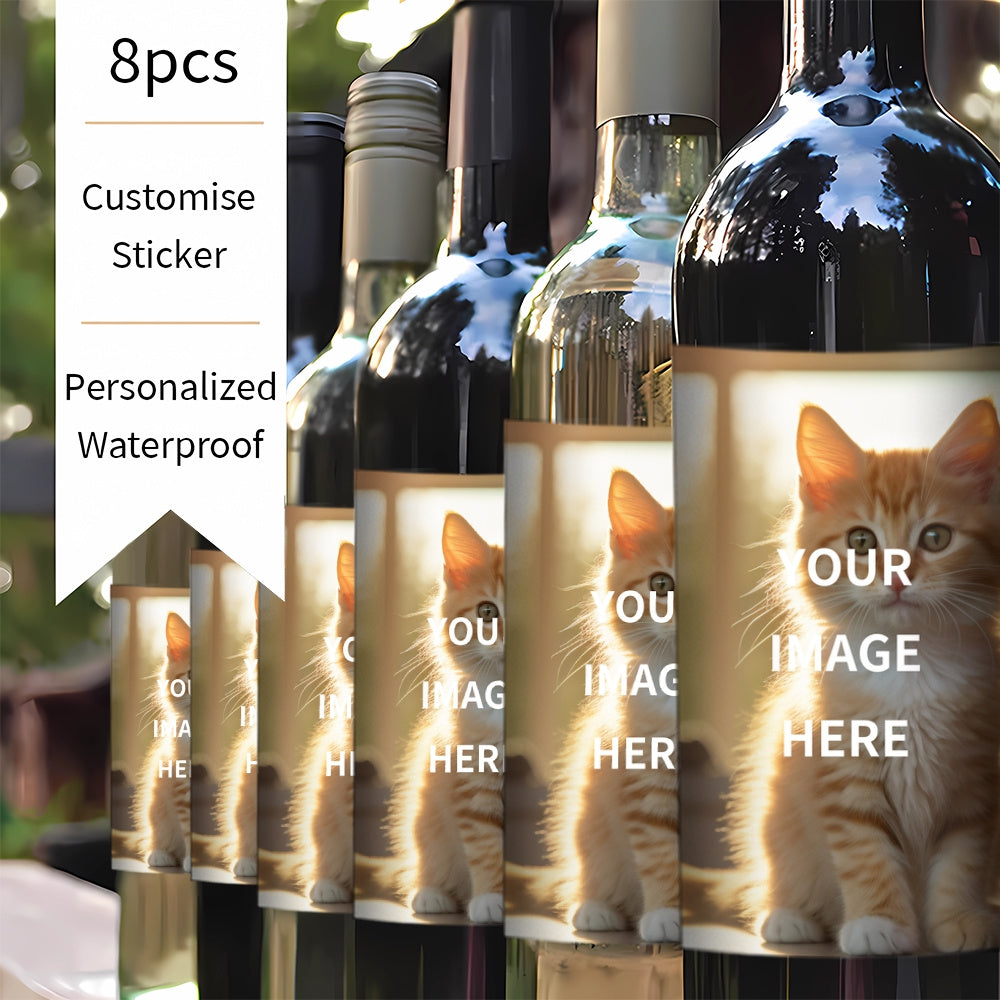 Personalized photo wine labels for gifts, waterproof and sun-resistant. Ideal for wine lovers.