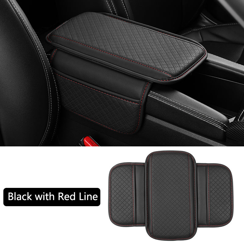 One Universal Car Armrest Cushion features Dual Side Pockets, PU Leather with Tension Mount Storage Organizer for Phone and Cards. Suitable for Ages 14 and up, this Center Console Pad Protector is the perfect Interior Accessory for your vehicle.