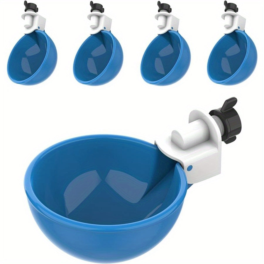 Large blue automatic chicken waterer kit for ducks, geese, turkeys, and rabbits. Effortless flow design, weatherproof plastic, and leak-proof lid.