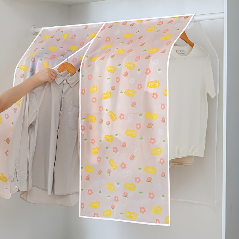 Cute Cartoon Pattern Hanging Garment Dust Cover, 1 Piece, Moisture-Proof Clothes Protector for Wardrobe Storage, Household Gadget