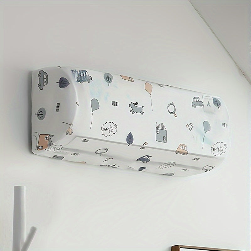 Decorate your indoor space with this Cartoon Print Hanging Air Conditioner Dust Cover - a household decoration gadget that does not require electricity. Perfect for adding a touch of style to your home.