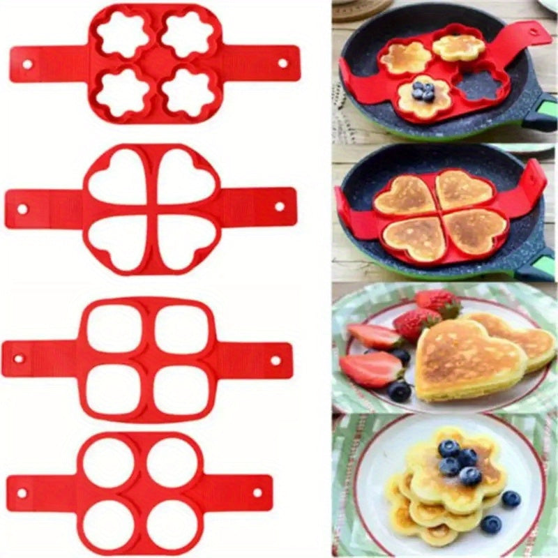 New Year Kitchen Essentials presents Silicone Pancake & Egg Rings - A Nonstick Flower Shaped Mold for Fun Breakfasts, Baking Accessories, and Manual Egg Cooker & Pancake Maker, 1 Pc