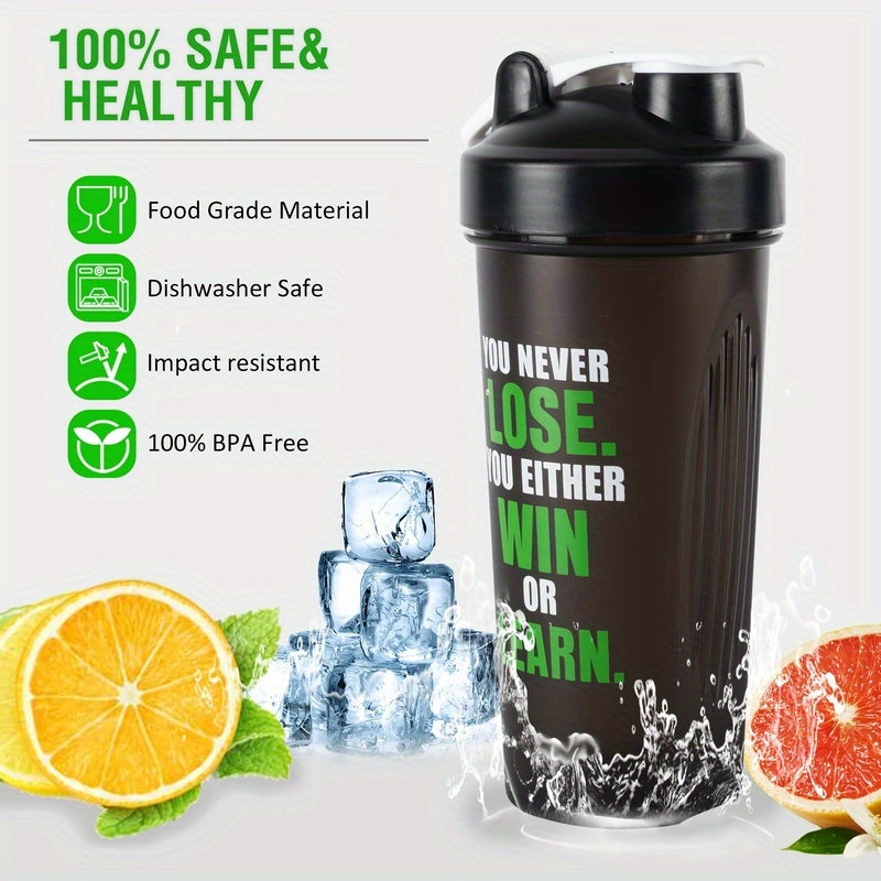 BPA-free protein shaker bottle, leak-proof, ideal for smoothies & workouts. Durable PP material, hand wash recommended.