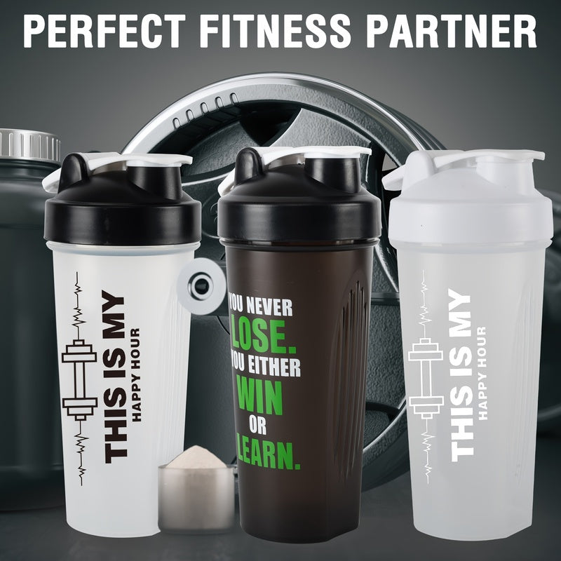 BPA-free protein shaker bottle, leak-proof, ideal for smoothies & workouts. Durable PP material, hand wash recommended.