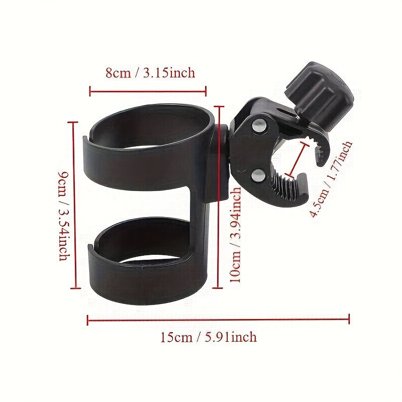 360° Rotatable Cup Holder for Strollers - Black, Universal Design, Ages 14 And Up