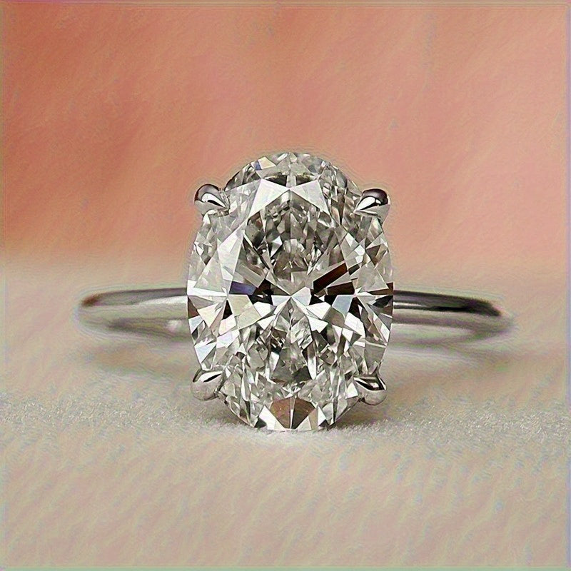 Elegant Oval Moissanite Engagement Ring - Available in 1-3ct, Vintage Boho Style Design, Ideal for Weddings & Graduation Presents, Crafted in 925 Sterling Silver, Featuring Stunning Moissanite Gemstone, Simple Yet Stylish Design, Perfect Gift for