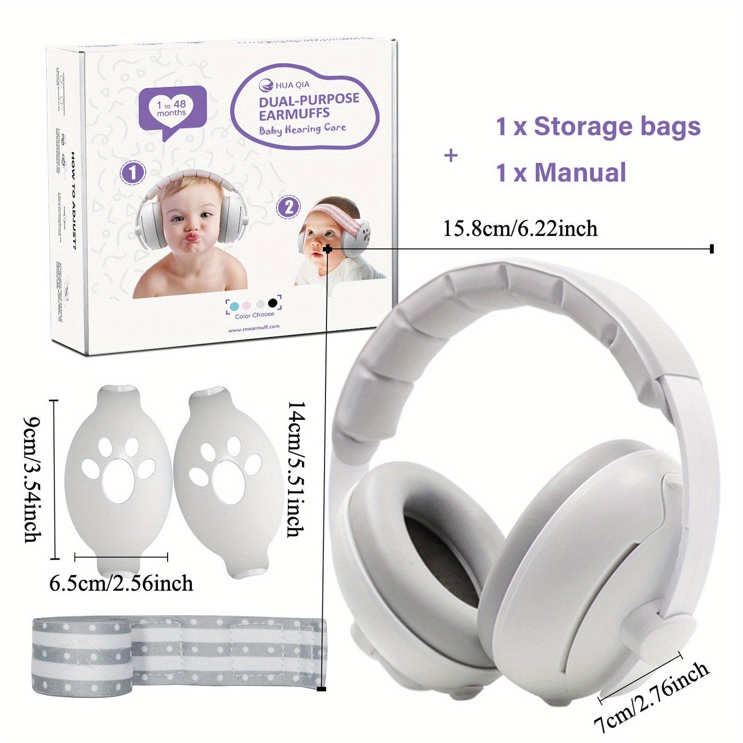 Stay Safe with 2-in-1 Youngsters Noise-Cancelling EarMuffs - Lead-Free, Available in White, Pink, and Blue for Maximum Protection for Kids and Teens