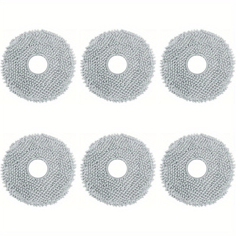 This listing is for a set of 6 washable and reusable microfiber mop pads designed to fit Roborock Q Revo, Dreame L10s, L20, and L30 robot vacuum cleaners. These replacement accessories are perfect for keeping your floors clean and free of dust and debris.