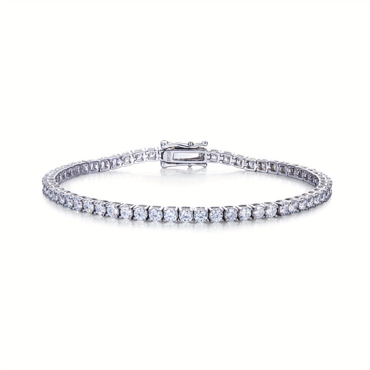 Exquisite Round Cut Moissanite Tennis Bracelet with 25 Carats - Stunning 925 Sterling Silver, Ideal for Valentine's Day, Anniversaries, and Birthdays