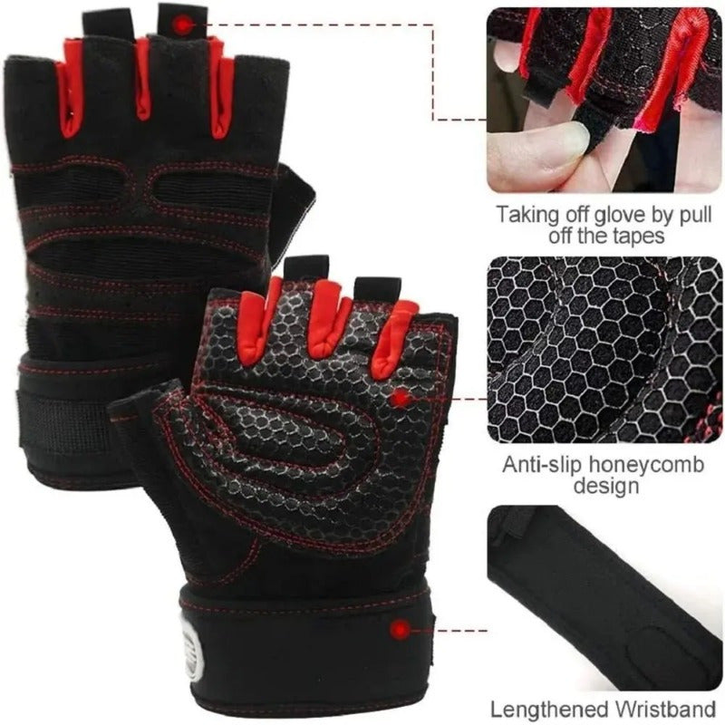 Unisex gym gloves for weight lifting and sports training.