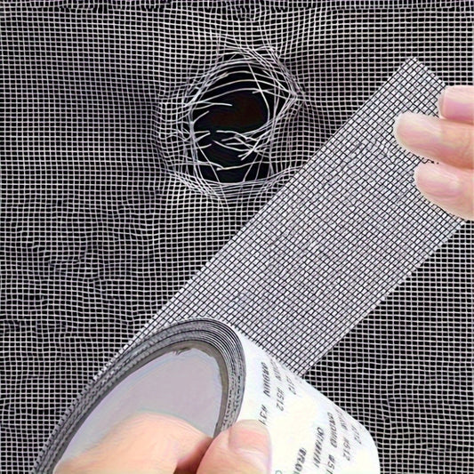 Repair tape for mosquito screens - 1 roll of plastic mesh patch for window and door net, designed for covering holes in bedroom adhesive gauze curtains.