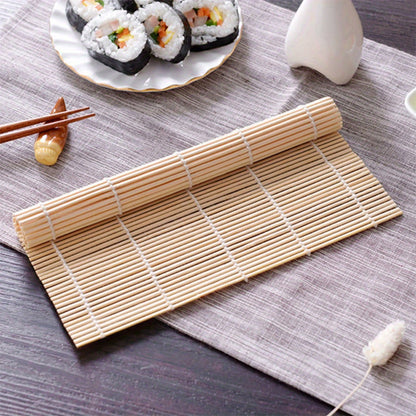 Bamboo Sushi Making Kit: includes rolling mat and rice paddle, safe for food, perfect for home sushi preparation.