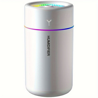 Portable multi-color LED aromatherapy humidifier for bedroom, office, and car.