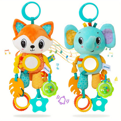 Youngsters crib hanging rattle toys featuring cartoon animal spiral hanging toy with ringing bell. Suitable for youngsters bed, stroller, car seat, and both boys and girls.