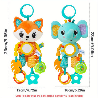 Youngsters crib hanging rattle toys featuring cartoon animal spiral hanging toy with ringing bell. Suitable for youngsters bed, stroller, car seat, and both boys and girls.