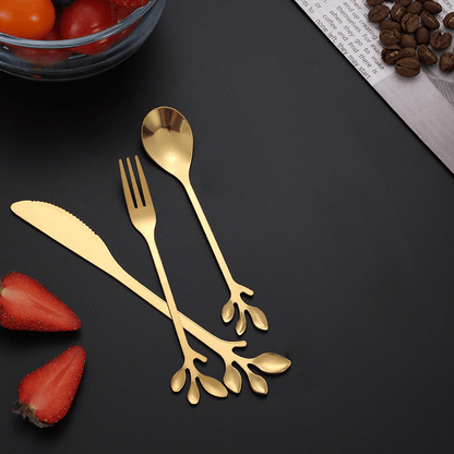 Stylish Set of Stainless Steel Leaf Spoons, 11.99 cm, Perfect for Coffee, Tea, Desserts, Appetizers, Weddings, Parties, and More. A Long-Lasting Kitchen Necessity with a Beautiful Mirror Finish.