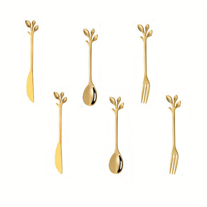 Stylish Set of Stainless Steel Leaf Spoons, 11.99 cm, Perfect for Coffee, Tea, Desserts, Appetizers, Weddings, Parties, and More. A Long-Lasting Kitchen Necessity with a Beautiful Mirror Finish.