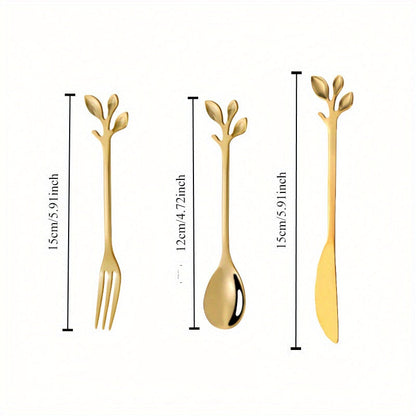 Stylish Set of Stainless Steel Leaf Spoons, 11.99 cm, Perfect for Coffee, Tea, Desserts, Appetizers, Weddings, Parties, and More. A Long-Lasting Kitchen Necessity with a Beautiful Mirror Finish.