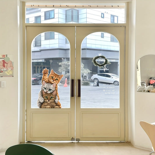 Decorate your living room, office, or home bathroom with this whimsical cat pattern window cling. No power needed for easy application, this reusable and removable decorative sticker adds a touch of fun to any space.