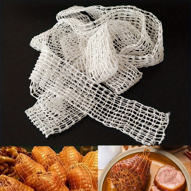 Roll of high-quality elastic meat netting - Ideal for wrapping hot dogs, ham sausages, and kebabs - Safe for food use in the kitchen