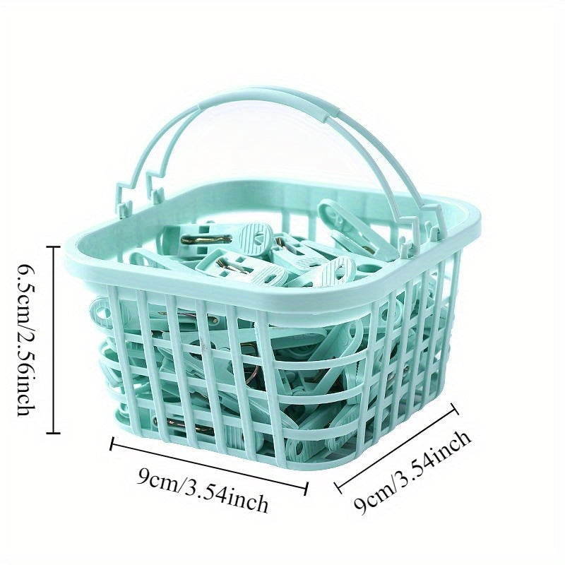 Convenient 30-Pack of Assorted Plastic Laundry Clips with Basket, Windproof and Durable, Ideal for Hanging and Drying Clothes & Other Household Items, Space-Saving Clothespins, Perfect for Home Kitchen Storage and Organization