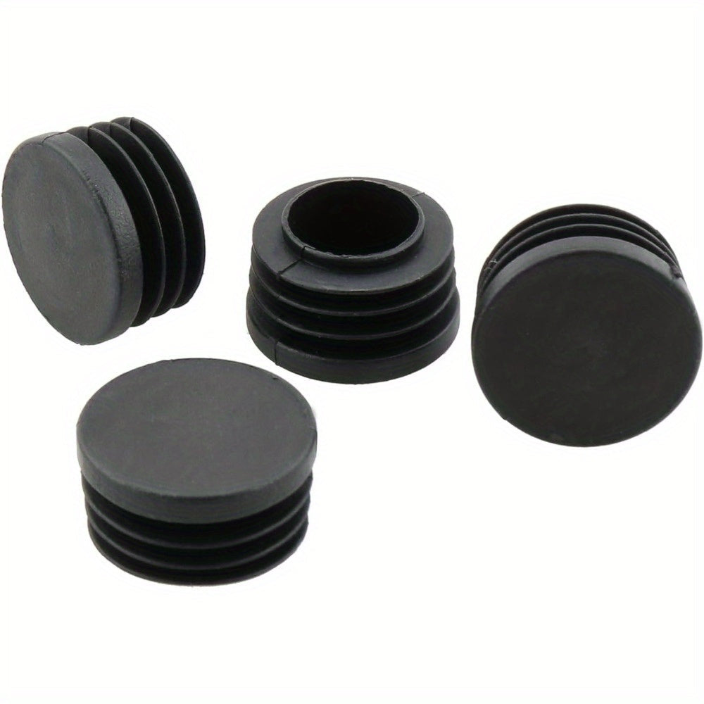 Set of 8 Black Plastic Tubing End Caps for Chair Legs - Round Protectors for Non-Electric Furniture Feet