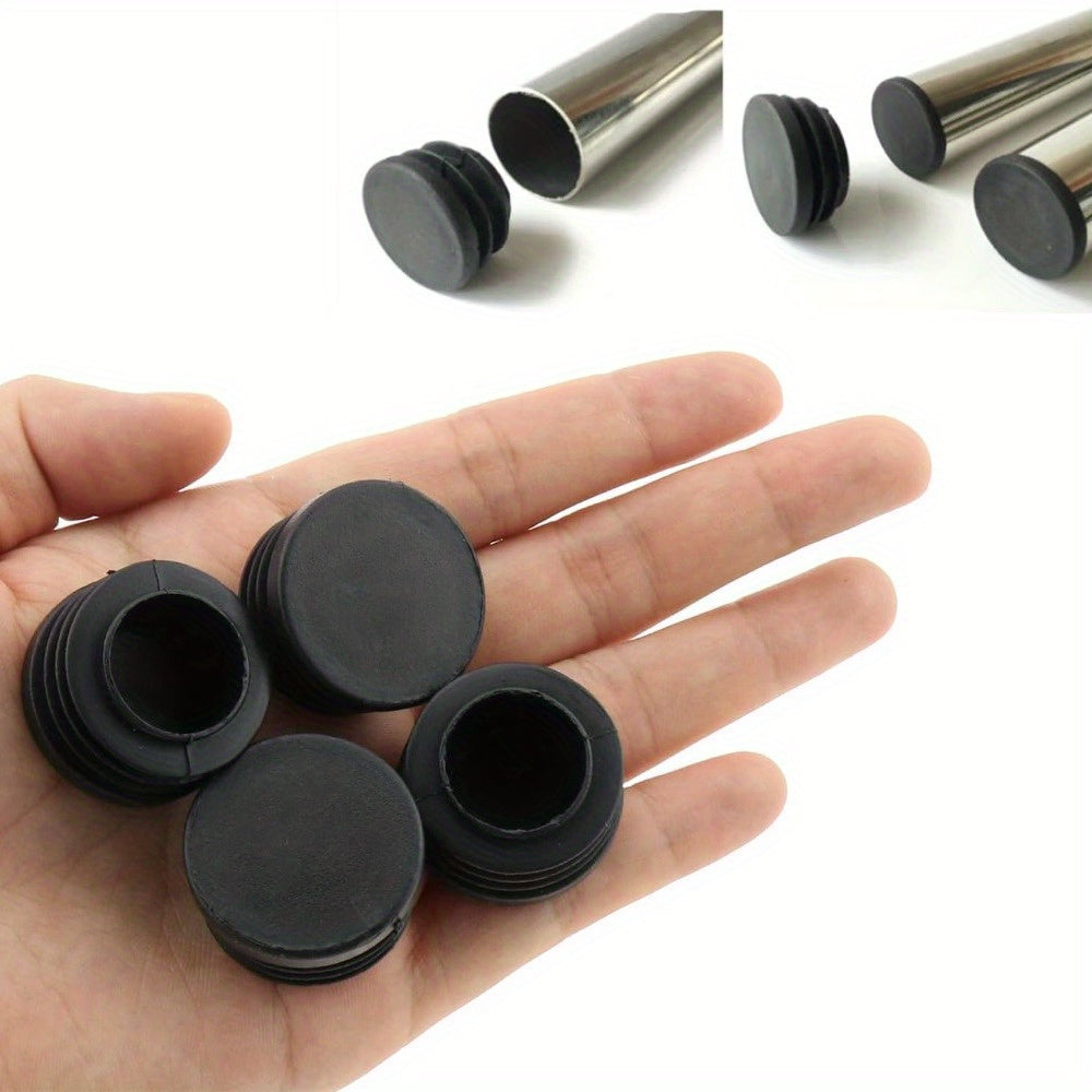 Set of 8 Black Plastic Tubing End Caps for Chair Legs - Round Protectors for Non-Electric Furniture Feet