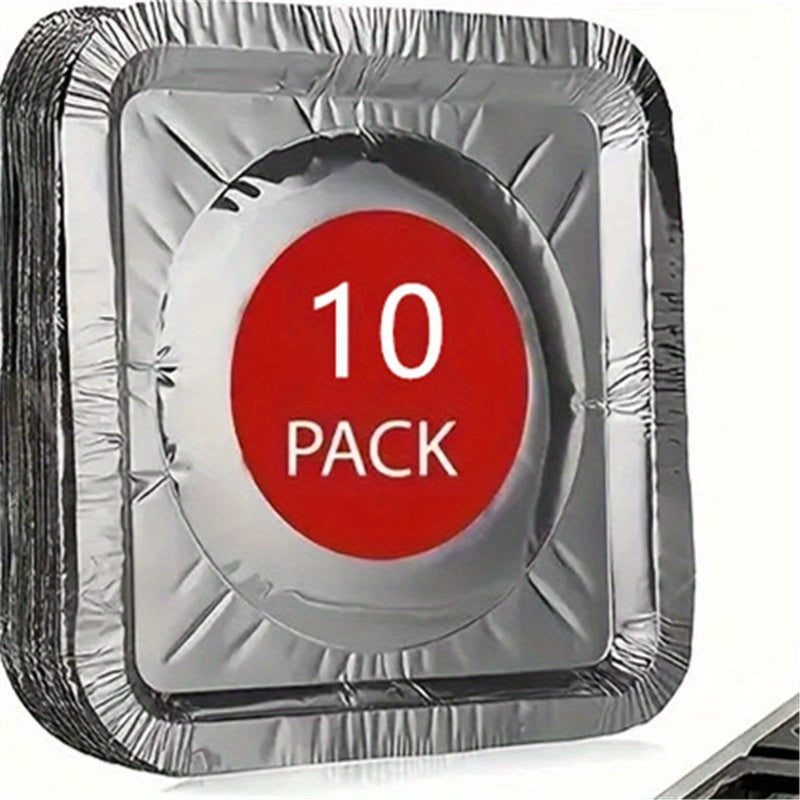 Circular and square aluminum foil trays that are oil-proof for use on gas stoves and kitchen cleaning pads.