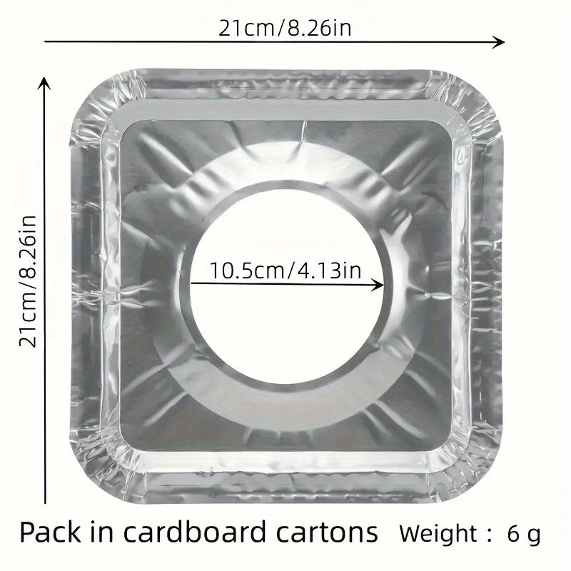 Circular and square aluminum foil trays that are oil-proof for use on gas stoves and kitchen cleaning pads.