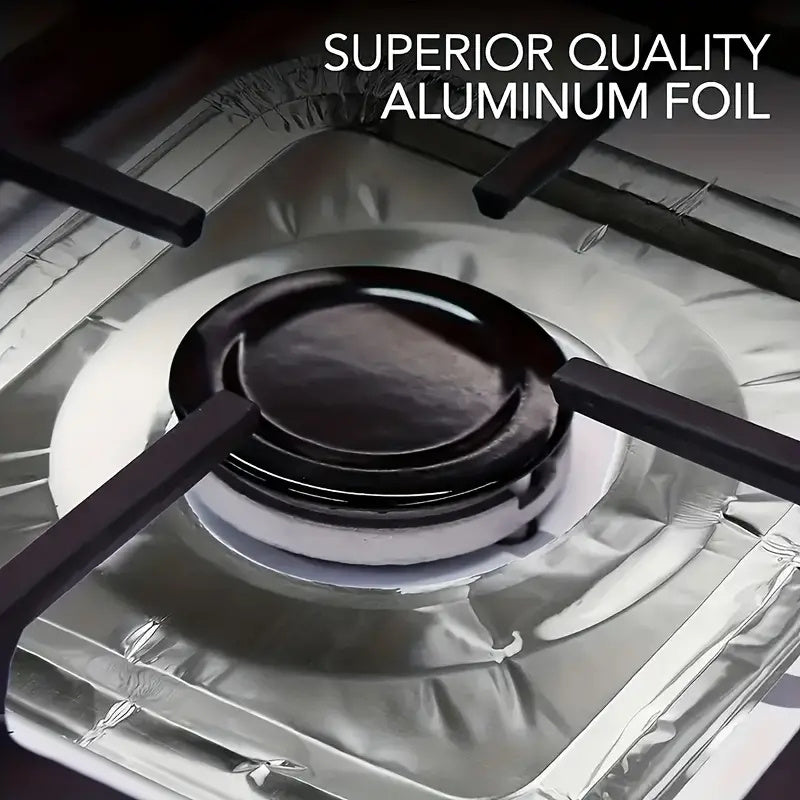 Circular and square aluminum foil trays that are oil-proof for use on gas stoves and kitchen cleaning pads.