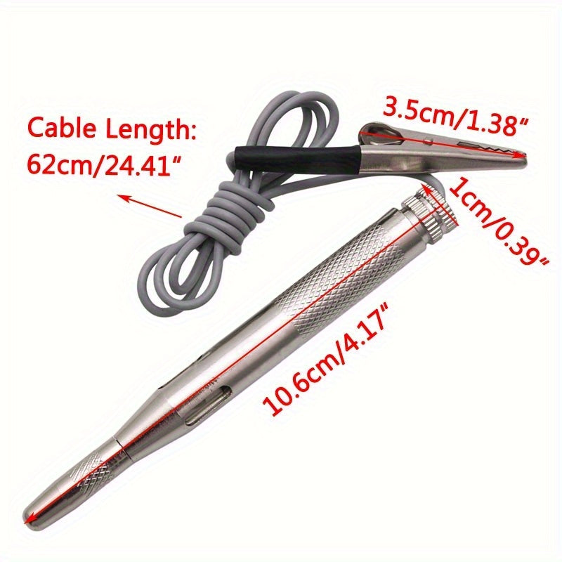 Auto car light circuit tester detects voltage in 6-24V systems.