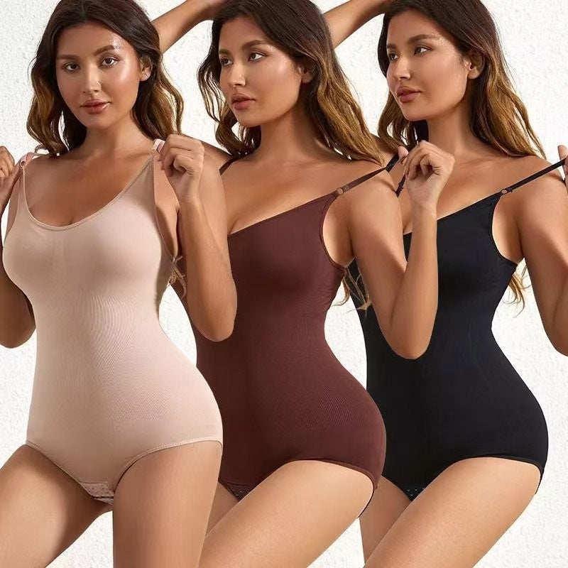 1pc Women's High Elasticity Shapewear Bodysuit with Backless, Tummy Control, Elastic Hip Lift, Full Bust Compression, Polyamide & Spandex fabric, Adjustable Straps, Plus Size, Sleeveless