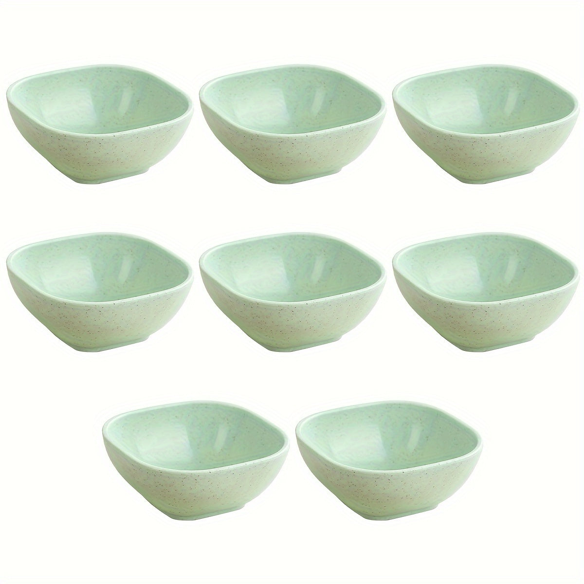 1. Set of 8 square dipping bowls for sauces and condiments made of durable plastic, suitable for home, restaurants, and food trucks.