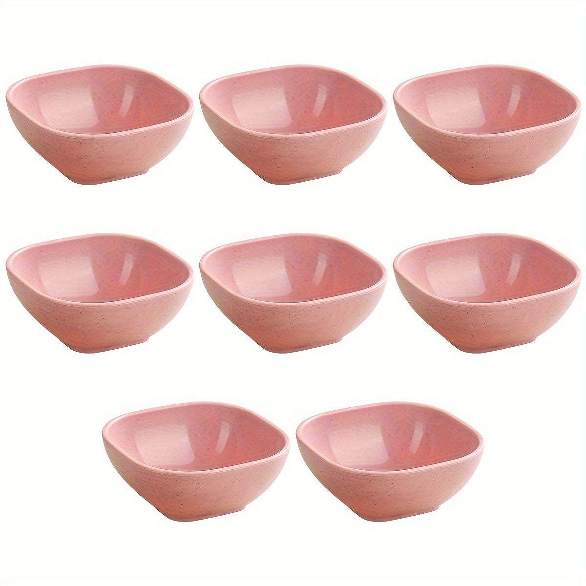 1. Set of 8 square dipping bowls for sauces and condiments made of durable plastic, suitable for home, restaurants, and food trucks.