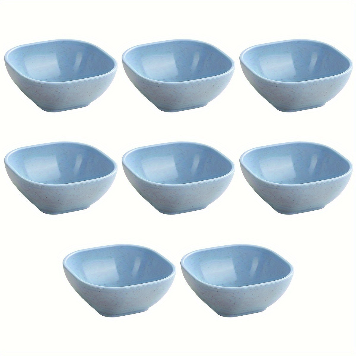 1. Set of 8 square dipping bowls for sauces and condiments made of durable plastic, suitable for home, restaurants, and food trucks.