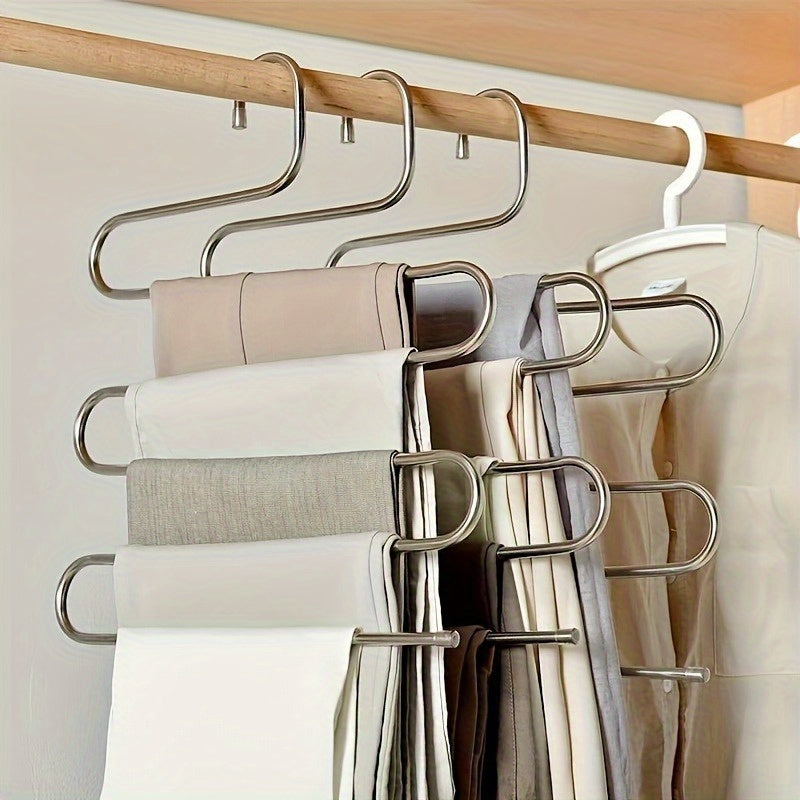 Space-Saving Closet Organizer with Multiple Levels, Versatile Trouser Hanger, Wardrobe Storage Rack for Clothes and Towels, Stylish Bedroom Essential