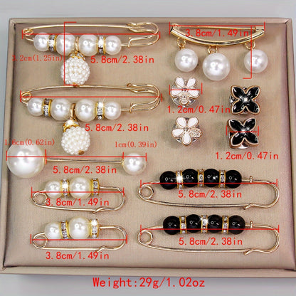 Set of 12 Elegant Brooch Pins - Made of Plastic & Acrylic, Featuring Irregular Shapes and Elegant Style - Can be Worn as Fashion Accessories on Dresses, Waistbands, Hats, and Shawls