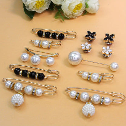 Set of 12 Elegant Brooch Pins - Made of Plastic & Acrylic, Featuring Irregular Shapes and Elegant Style - Can be Worn as Fashion Accessories on Dresses, Waistbands, Hats, and Shawls