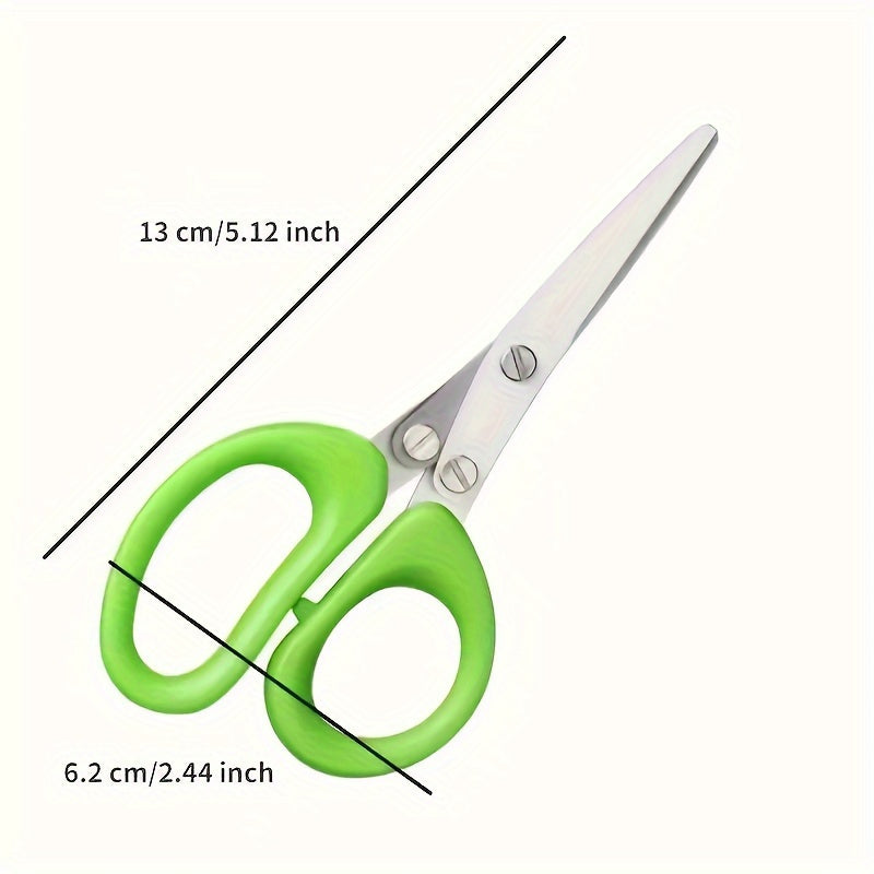 Durable stainless steel kitchen scissors with 3 layers, ideal for shredding onions & herbs for BBQ & indoor cooking. Features protective cover and built-in cleaning agent.