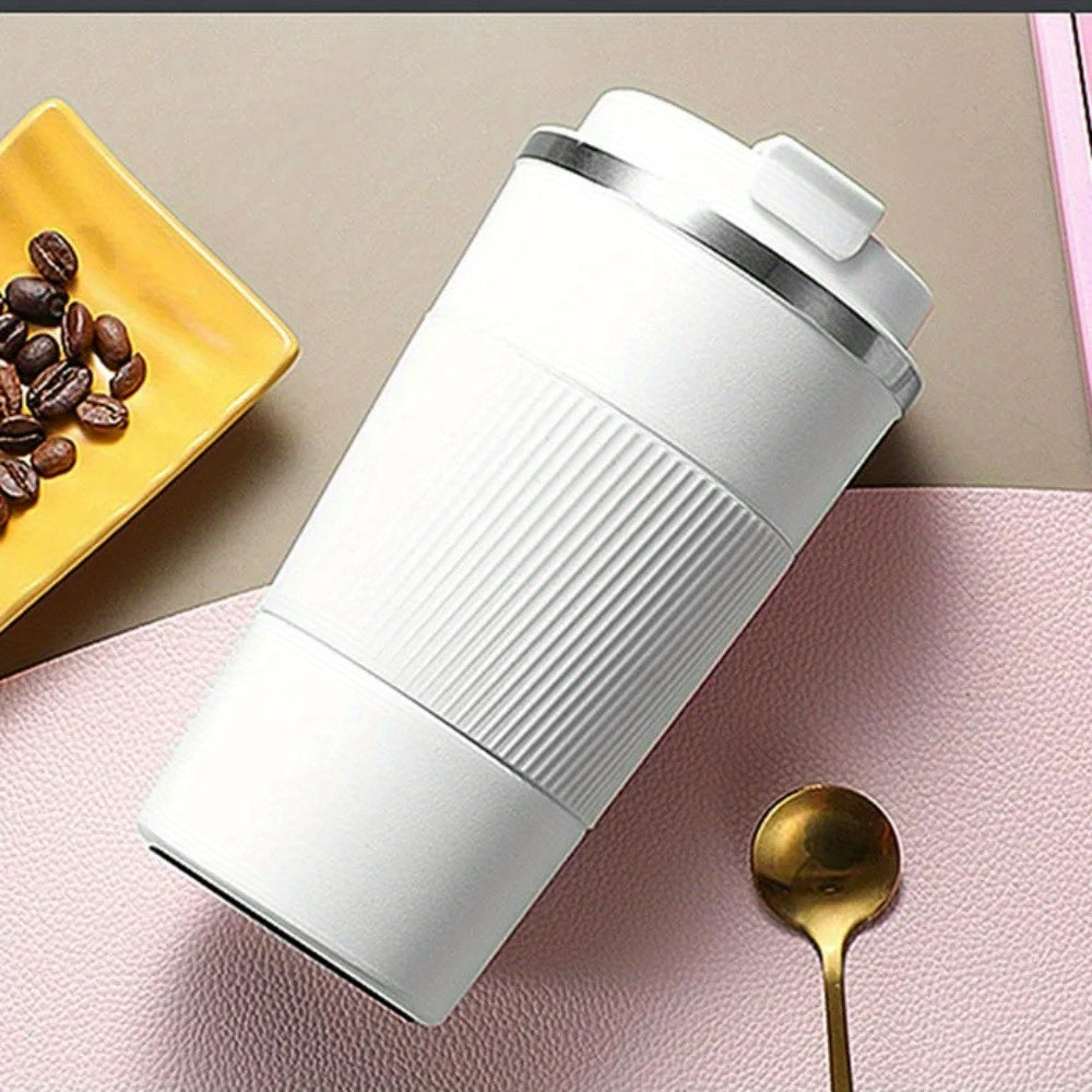 Stainless Steel Coffee Mug, Double-Walled Insulated Vacuum Flask, Leak-Proof Non-Slip Travel Thermal Cup for Hot and Cold Beverages, 380ml/510ml