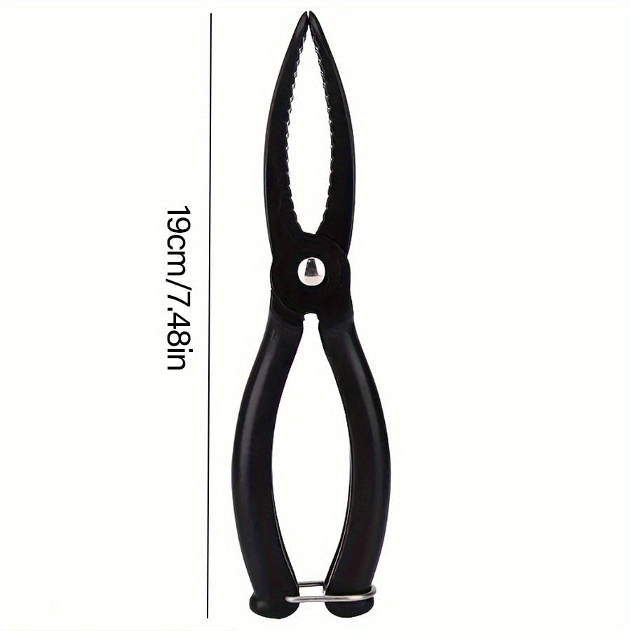 Robust fish control pliers with a secure grip - essential fishing tool for anglers and enthusiasts, also useful in the kitchen.