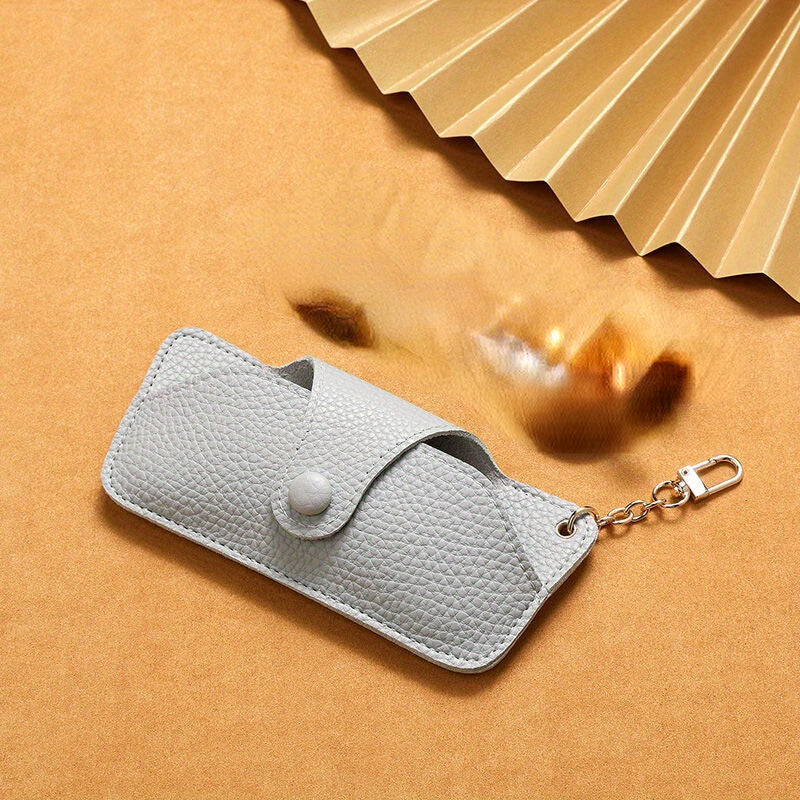 Handcrafted Soft Leather Glasses Case with Chain - Durable Eyeglass Pouch, Anti-Drop Holder, and Dustproof Storage Bag