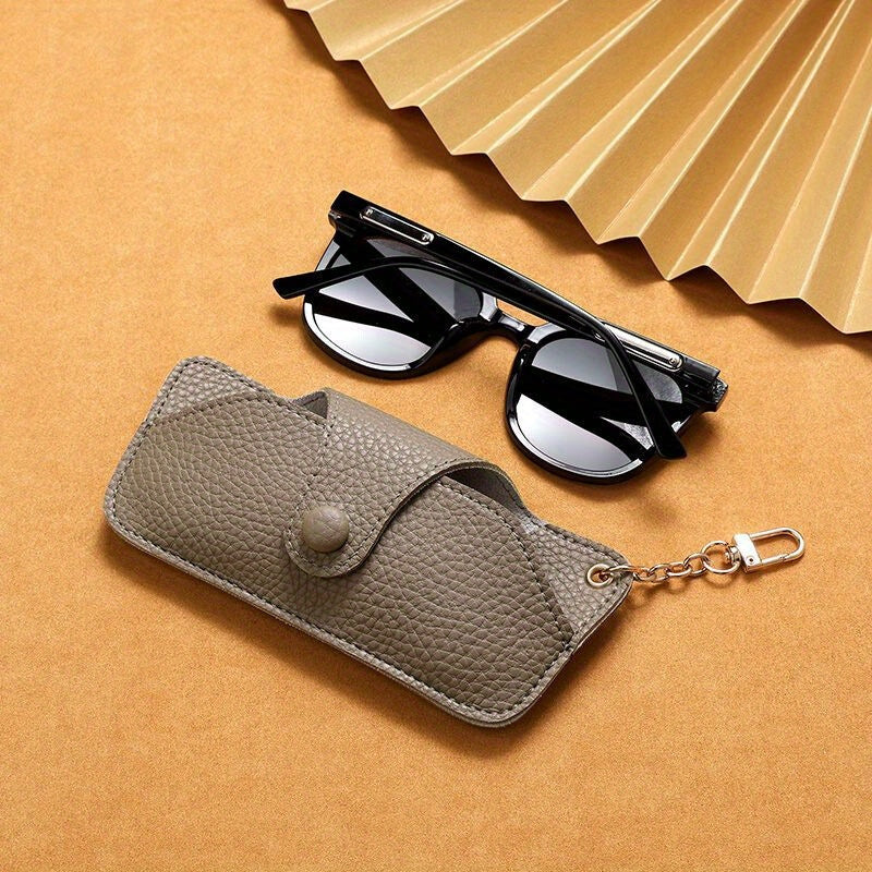 Handcrafted Soft Leather Glasses Case with Chain - Durable Eyeglass Pouch, Anti-Drop Holder, and Dustproof Storage Bag