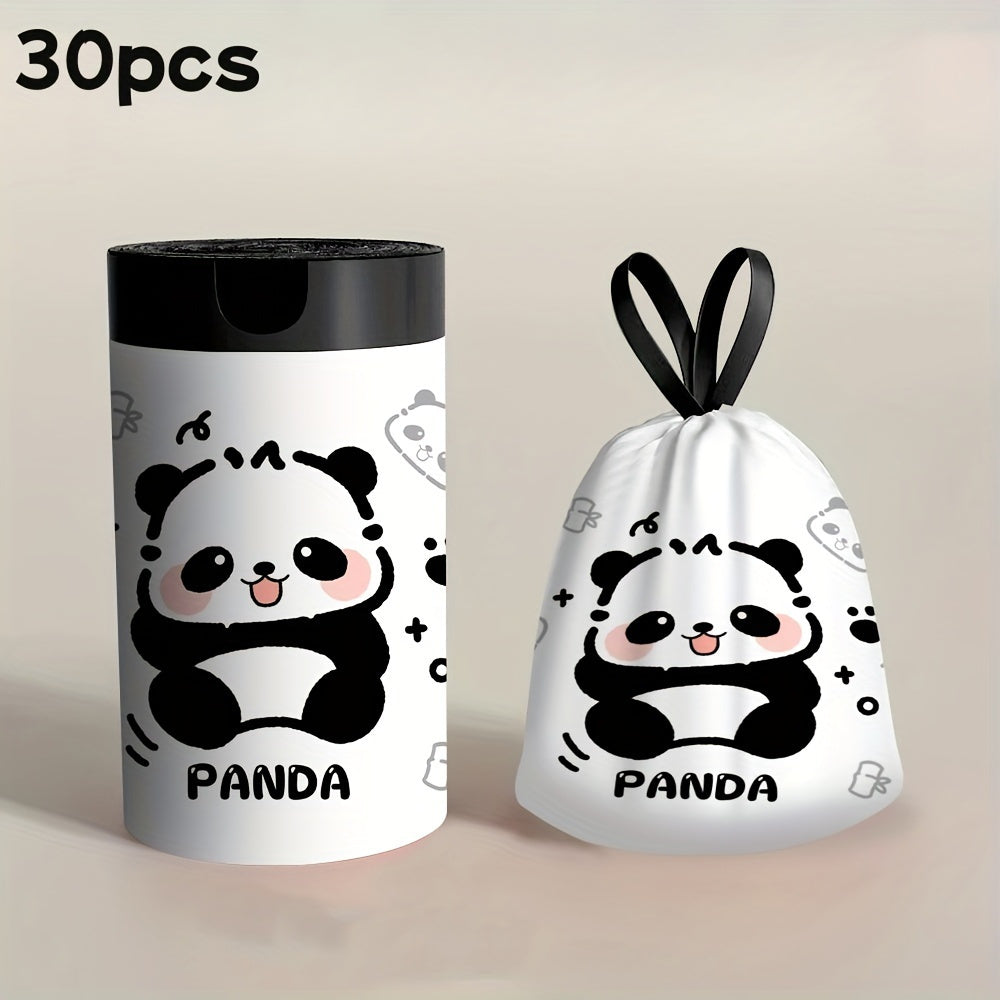 Pack of 30 Panda Print Disposable Trash Bags - High Quality and Sturdy for Cleaning Kitchens, Bathrooms, Dorms, Living Rooms, and Offices