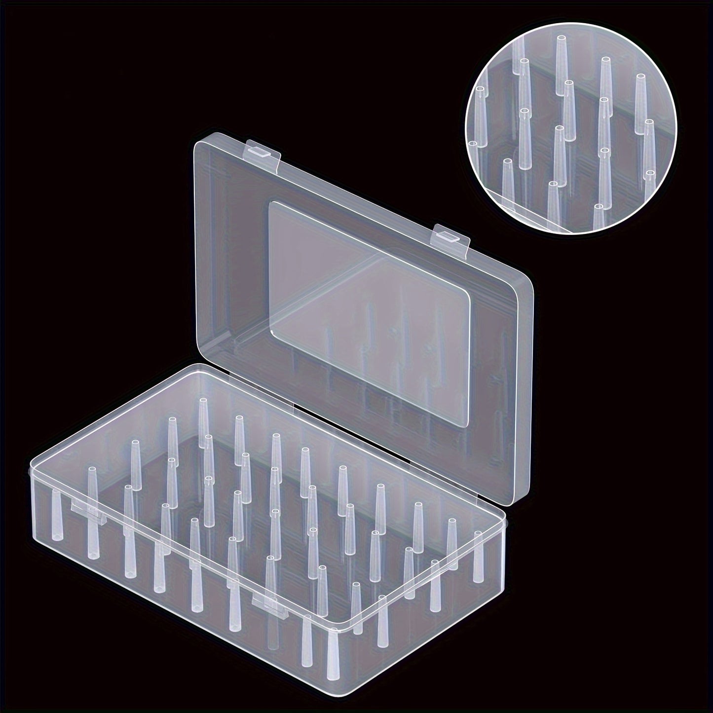 Large-capacity clear plastic sewing thread organizer box with 42 spools, ideal for organizing and storing sewing supplies for DIY projects such as sewing, embroidery, and quilting.